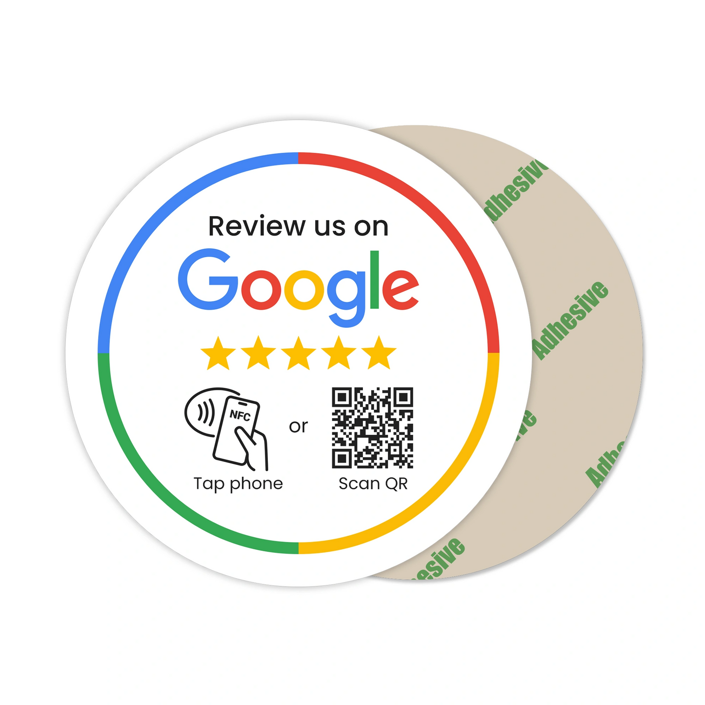 Google Review Round Plate (NFC Tap+QR Code)