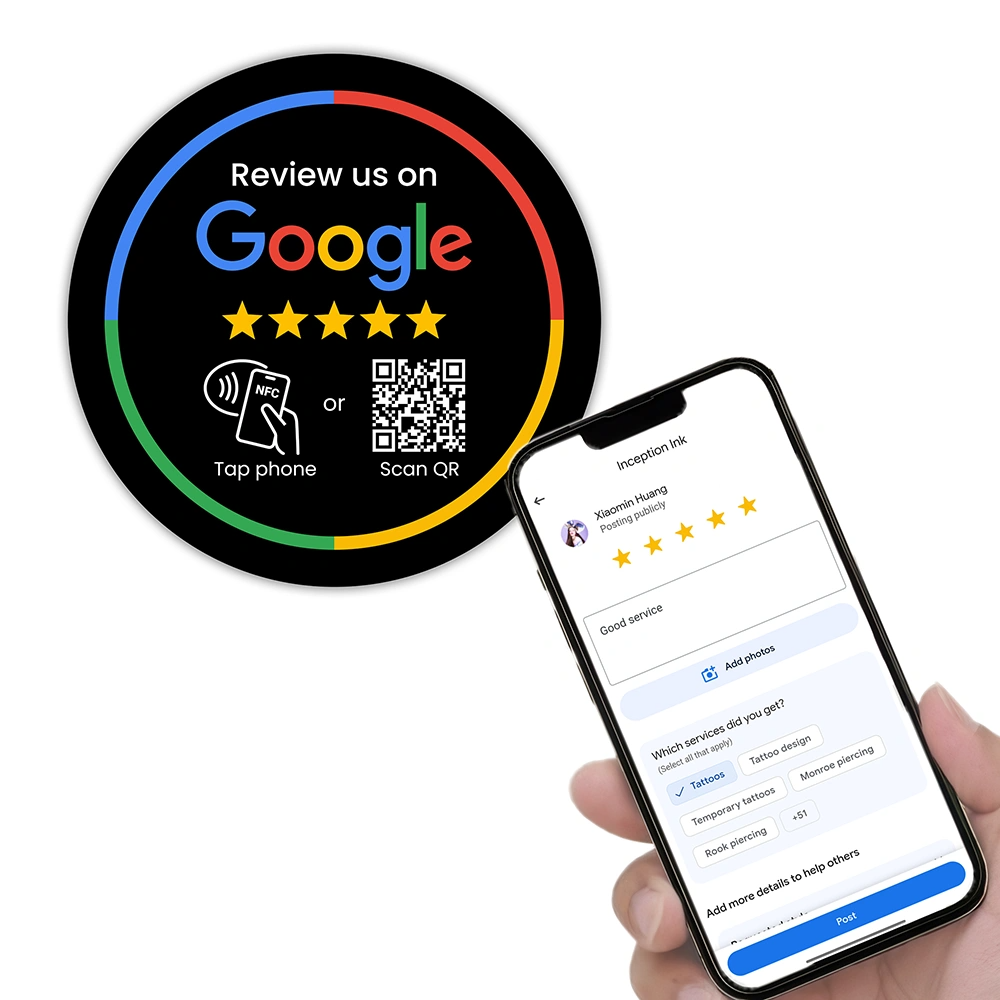 Google Review Round Plate (NFC Tap+QR Code)